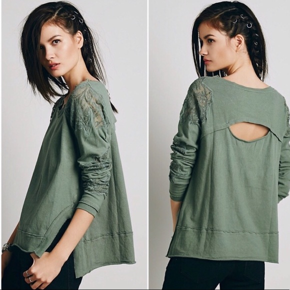 Free People Tops - Free People Outer Sunset Cut out Lace Jersey